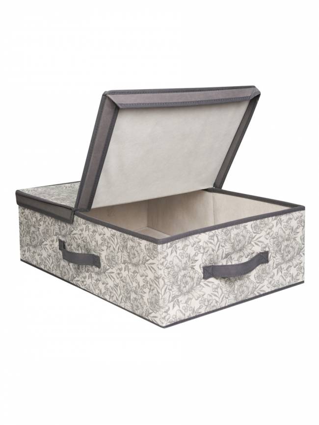 Короб для хранения Короб стеллажный Grey Flower 58х40х18 — для бизнеса и офиса Короб для хранения Короб стеллажный Grey Flower 58х40х18 — для бизнеса и офиса