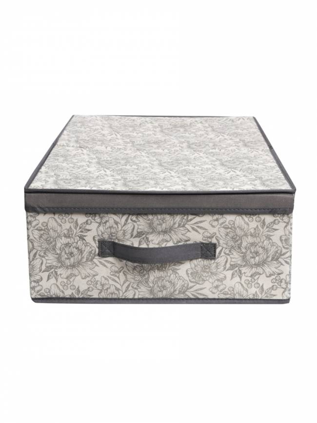 Короб для хранения Короб стеллажный Grey Flower 58х40х18 — для бизнеса и офиса Короб для хранения Короб стеллажный Grey Flower 58х40х18 — для бизнеса и офиса