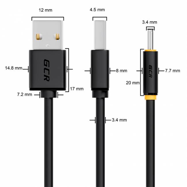 Greenconnect Адаптер 1,0 м переходник питания 5V -гибкий  USB AM / DC Jack 3.5mm, GCR-50881 Greenconnect USB 2.0 Type-AM - DC Jack 3.5mm (m) 1м — для бизнеса и офиса
