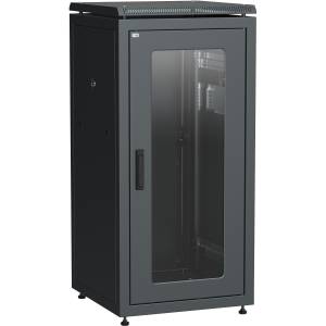 ITK Шкаф сетевой 19" LINEA N 24U 600х800 мм стеклянная передняя дверь, задняя металлическая черный ITK Linea N 24U (LN05-24U68-GM)