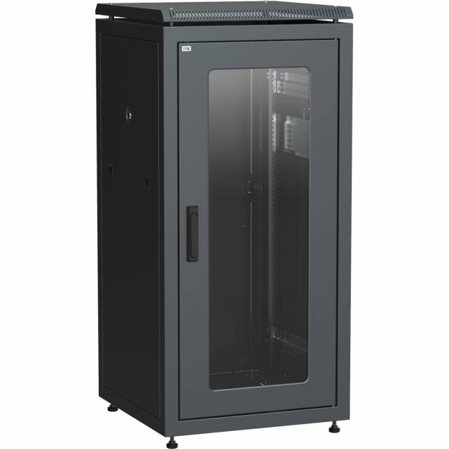 ITK Шкаф сетевой 19" LINEA N 24U 600х800 мм стеклянная передняя дверь, задняя металлическая черный ITK Linea N 24U (LN05-24U68-GM) — для бизнеса и офиса