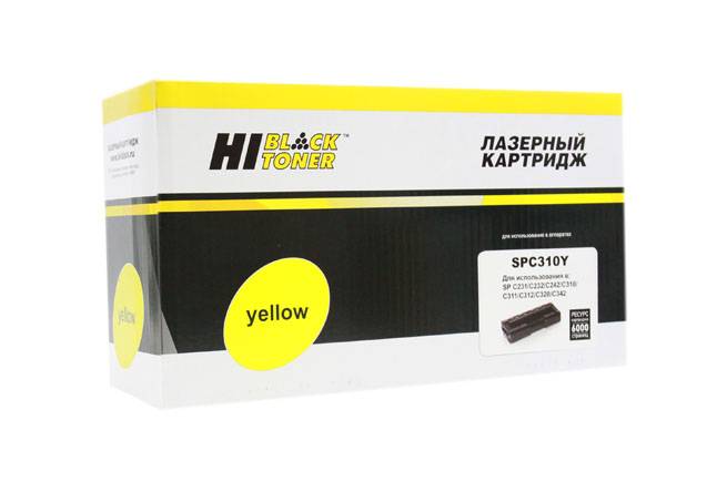 Картридж Hi-Black (HB-SPC310Y) для Ricoh Aficio SPC231/232/242/310/311/312/320, Y, 6K — для бизнеса и офиса Картридж Hi-Black (HB-SPC310Y) для Ricoh Aficio SPC231/232/242/310/311/312/320, Y, 6K — для бизнеса и офиса