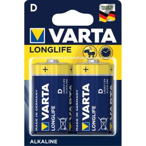 Батарейка Varta LONGLIFE LR20 D BL2 Alkaline 1.5V (4120) (2/20/100) (2 шт.) Varta LONGLIFE LR20 D (04120101412)