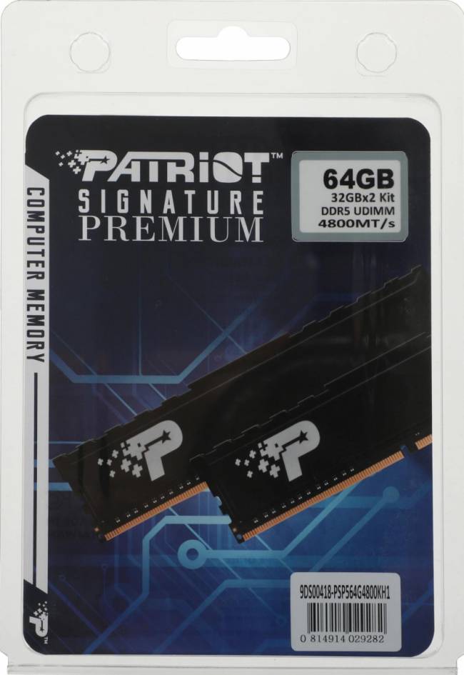 Память DDR5 2x32GB 4800MHz Patriot PSP564G4800KH1 — для бизнеса и офиса Память DDR5 2x32GB 4800MHz Patriot PSP564G4800KH1 — для бизнеса и офиса