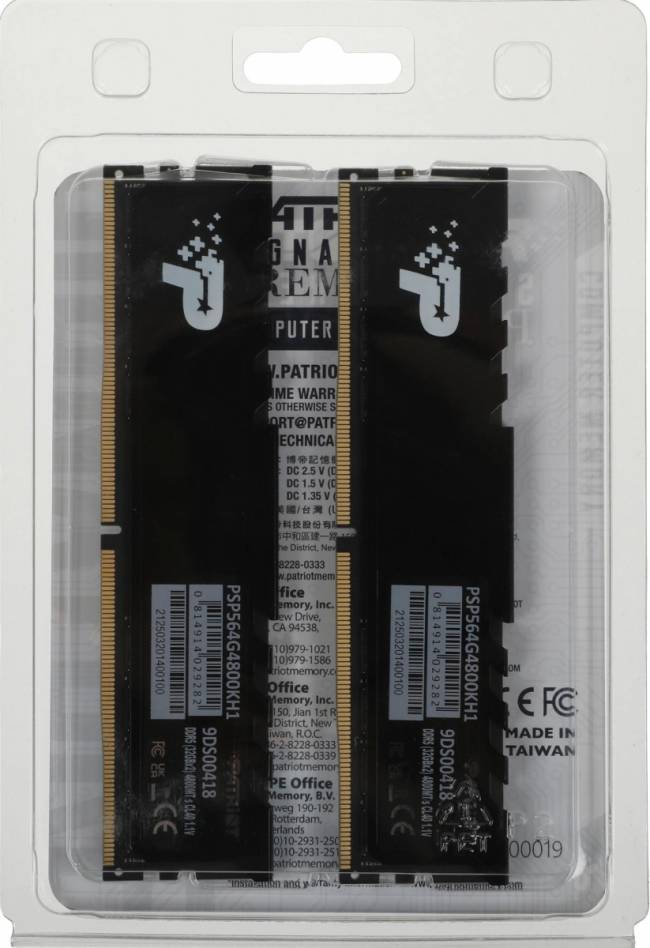 Память DDR5 2x32GB 4800MHz Patriot PSP564G4800KH1 — для бизнеса и офиса Память DDR5 2x32GB 4800MHz Patriot PSP564G4800KH1 — для бизнеса и офиса