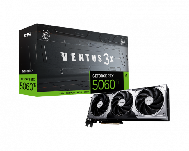 Видеокарта MSI GeForce RTX 5060 Ti 16G VENTUS 3X OC — для бизнеса и офиса Видеокарта MSI GeForce RTX 5060 Ti 16G VENTUS 3X OC — для бизнеса и офиса