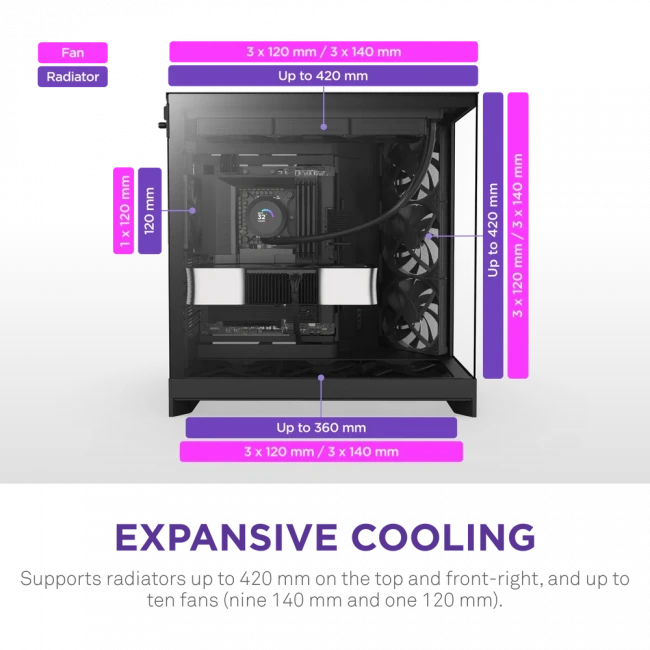 Корпус без блока питания NZXT H9 Flow CM-H92FB-01 — для бизнеса и офиса