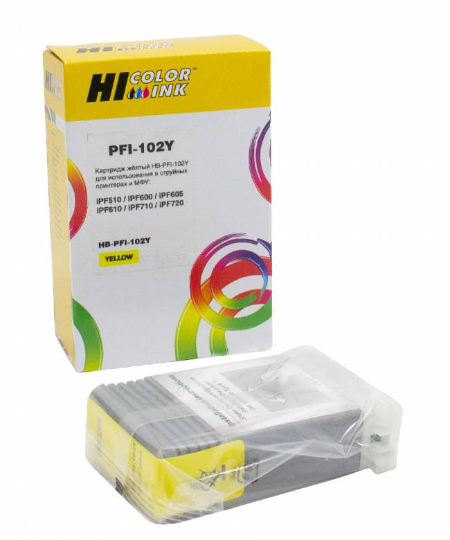 Картридж Hi-Black (HB-PFI-102Y) для Canon IPF-510/600/710, Y — для бизнеса и офиса Картридж Hi-Black (HB-PFI-102Y) для Canon IPF-510/600/710, Y — для бизнеса и офиса