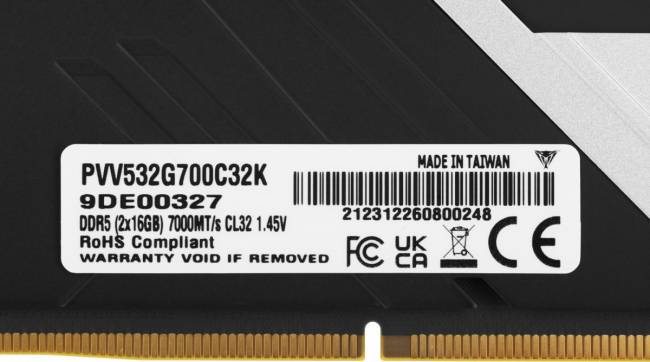 Память DDR5 2x16Gb 7000MHz Patriot PVV532G700C32K — для бизнеса и офиса Память DDR5 2x16Gb 7000MHz Patriot PVV532G700C32K — для бизнеса и офиса