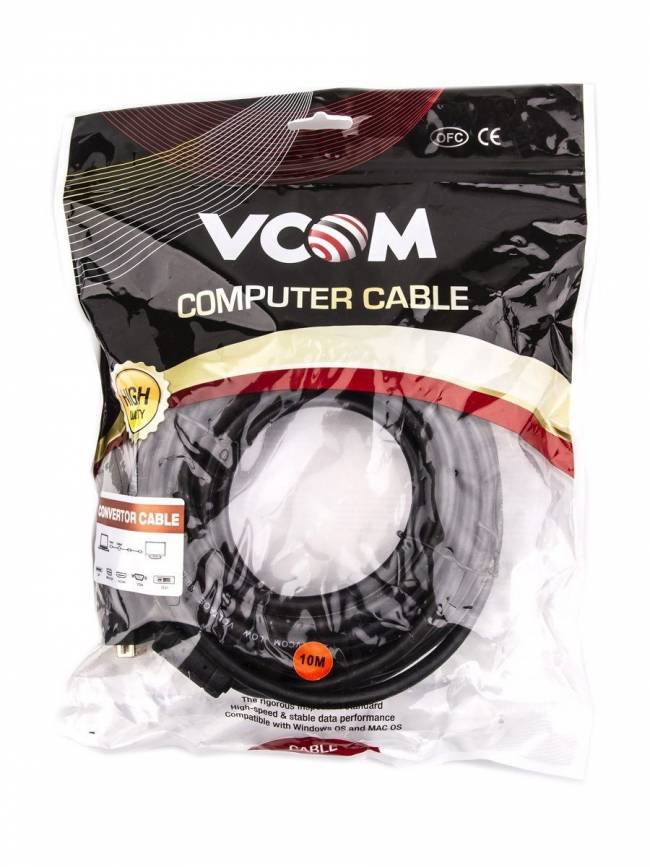 Кабель HDMI AM/DVI(24+1)M, 10м, CU, 1080P@60Hz, 2F, VCOM <CG484GD-10M> VCOM HDMI (m) - DVI-D (m) — для бизнеса и офиса Кабель HDMI AM/DVI(24+1)M, 10м, CU, 1080P@60Hz, 2F, VCOM <CG484GD-10M> VCOM HDMI (m) - DVI-D (m) — для бизнеса и офиса