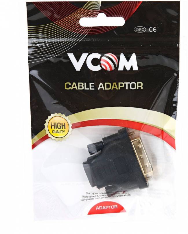 Переходник HDMI 19F <--> DVI-D 25M VCOM <VAD7818> VCOM HDMI 19F — DVI-D 25M — для бизнеса и офиса