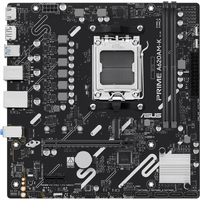 Материнская плата ASUS PRIME A620AM-K (90MB1GX0-M0EAY0) — для бизнеса и офиса Материнская плата ASUS PRIME A620AM-K (90MB1GX0-M0EAY0) — для бизнеса и офиса