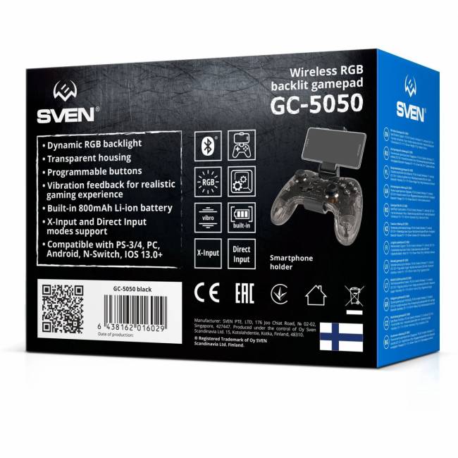 Беспроводной геймпад SVEN GC-5050 (14 кл. 2 стика, D-pad, PS4/PS3/NS/PC/Android/iOS, RGB) Sven SV-016029 — для бизнеса и офиса Беспроводной геймпад SVEN GC-5050 (14 кл. 2 стика, D-pad, PS4/PS3/NS/PC/Android/iOS, RGB) Sven SV-016029 — для бизнеса и офиса