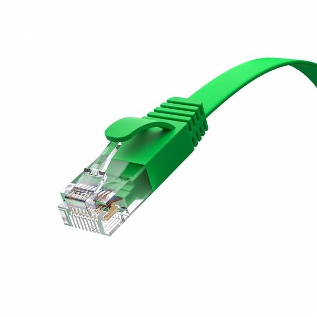 GCR Патч-корд PROF плоский прямой 20.0m, UTP медь кат.6, зеленый, 30 AWG, ethernet high speed 10 Гбит/с, RJ45, T568B, GCR-52841 Greenconnect RJ45(m) - RJ45(m) Cat. 7 U/UTP PVC 20м — для бизнеса и офиса