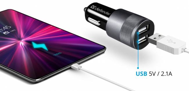 Defender Автомобильное ЗУ UCA-21 2USB, 5V/2.1A Defender UCA-21 2USB, 5V/2.1A — для бизнеса и офиса Defender Автомобильное ЗУ UCA-21 2USB, 5V/2.1A Defender UCA-21 2USB, 5V/2.1A — для бизнеса и офиса