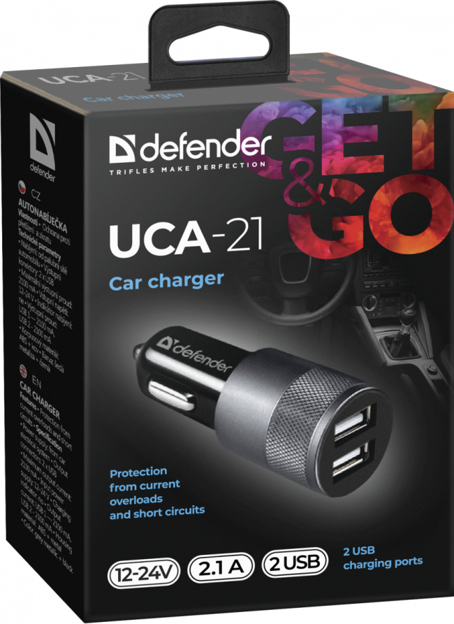Defender Автомобильное ЗУ UCA-21 2USB, 5V/2.1A Defender UCA-21 2USB, 5V/2.1A — для бизнеса и офиса Defender Автомобильное ЗУ UCA-21 2USB, 5V/2.1A Defender UCA-21 2USB, 5V/2.1A — для бизнеса и офиса