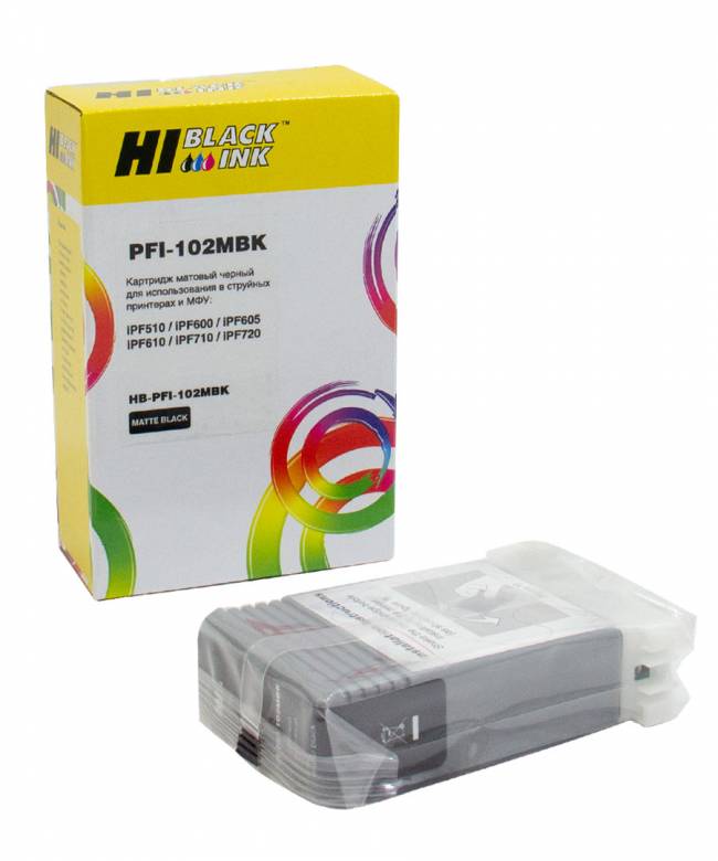 Картридж Hi-Black (HB-PFI-102MBk) для Canon IPF-510/600/710, MBk — для бизнеса и офиса Картридж Hi-Black (HB-PFI-102MBk) для Canon IPF-510/600/710, MBk — для бизнеса и офиса