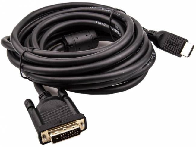 Кабель HDMI AM/DVI(24+1)M, 5м, CU, 1080P@60Hz, 2F, VCOM <CG484G-5M> VCOM HDMI (m) - DVI-D (m) — для бизнеса и офиса Кабель HDMI AM/DVI(24+1)M, 5м, CU, 1080P@60Hz, 2F, VCOM <CG484G-5M> VCOM HDMI (m) - DVI-D (m) — для бизнеса и офиса