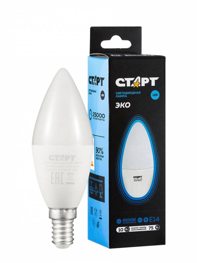 Лампа светодиодная СТАРТ свеча E14 10W 6500К Лампа светодиодная СТАРТ свеча E14 10W 6500К — для бизнеса и офиса Лампа светодиодная СТАРТ свеча E14 10W 6500К Лампа светодиодная СТАРТ свеча E14 10W 6500К — для бизнеса и офиса