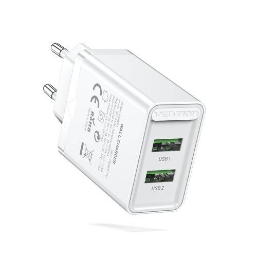 Сетевое зарядное устройство Vention на 2 порта USB (A+A) QC 3.0 Белый Vention FBAW0-EU — для бизнеса и офиса Сетевое зарядное устройство Vention на 2 порта USB (A+A) QC 3.0 Белый Vention FBAW0-EU — для бизнеса и офиса