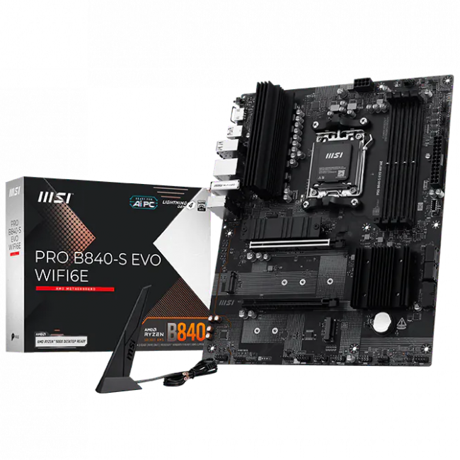Материнская плата MSI PRO B840-S EVO WIFI6E — для бизнеса и офиса Материнская плата MSI PRO B840-S EVO WIFI6E — для бизнеса и офиса