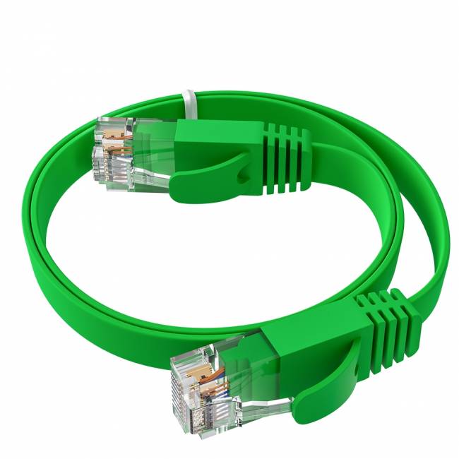 GCR Патч-корд PROF плоский прямой 3.0m, UTP медь кат.6, зеленый, 30 AWG, ethernet high speed 10 Гбит/с, RJ45, T568B, GCR-52842 Greenconnect RJ45(m) - RJ45(m) Cat. 7 U/UTP PVC 3м — для бизнеса и офиса