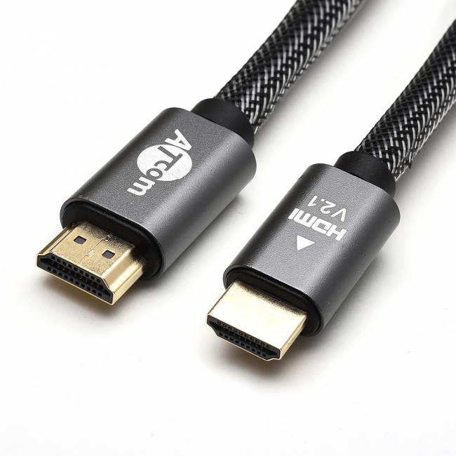 Кабель HDMI 5 м (HIGH speed, Metal gold, в чулке, в пакете) ATcom HDMI 2.1 (m) - HDMI 2.1 (m) 5 м — для бизнеса и офиса Кабель HDMI 5 м (HIGH speed, Metal gold, в чулке, в пакете) ATcom HDMI 2.1 (m) - HDMI 2.1 (m) 5 м — для бизнеса и офиса