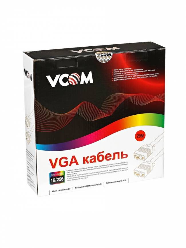Кабель монитор-SVGA card (15M-15M) 20м 2 фильтра VCOM <VVG6448-20M> VCOM VGA (m) - VGA (m) 20м — для бизнеса и офиса Кабель монитор-SVGA card (15M-15M) 20м 2 фильтра VCOM <VVG6448-20M> VCOM VGA (m) - VGA (m) 20м — для бизнеса и офиса