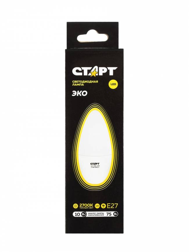 Лампа светодиодная СТАРТ свеча E27 10W 3000К Лампа светодиодная СТАРТ свеча E27 10W 3000К — для бизнеса и офиса Лампа светодиодная СТАРТ свеча E27 10W 3000К Лампа светодиодная СТАРТ свеча E27 10W 3000К — для бизнеса и офиса