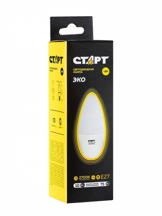 Лампа светодиодная СТАРТ свеча E27 10W 3000К Лампа светодиодная СТАРТ свеча E27 10W 3000К — для бизнеса и офиса Лампа светодиодная СТАРТ свеча E27 10W 3000К Лампа светодиодная СТАРТ свеча E27 10W 3000К — для бизнеса и офиса