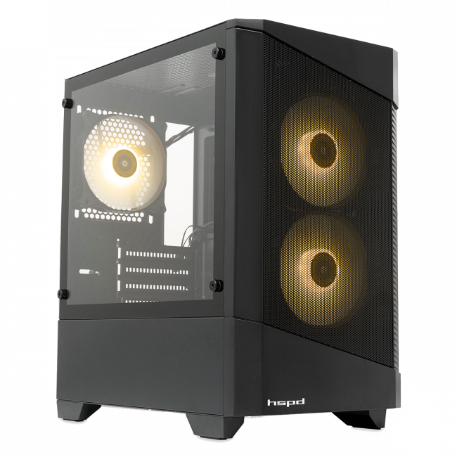 Корпус без блока питания HSPD M330-TGBK-ARGB — для бизнеса и офиса Корпус без блока питания HSPD M330-TGBK-ARGB — для бизнеса и офиса