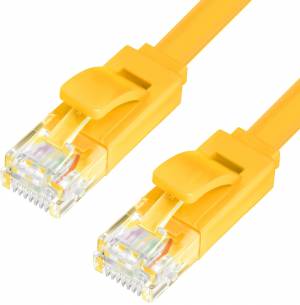 Greenconnect Патч-корд PROF плоский прямой 0.15m, UTP медь кат.6, желтый, позолоченные контакты, 30 AWG, GCR-LNC622-0.15m, ethernet high speed 10 Гбит/с, RJ45, T568B Greenconnect RJ45(m) - RJ45(m) Cat. 6 U/UTP PVC 0.15м жёлтый