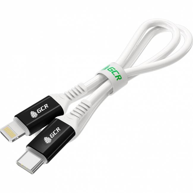 GCR Кабель PREMIUM 1.5m TypeC/Lightning MFI POWER DELIVERY 18 W, быстрая зарядка, белый силикон, AL case черный, белый ПВХ, GCR-53466 Кабель Greenconnect 1.5 м (GCR-53466) — для бизнеса и офиса