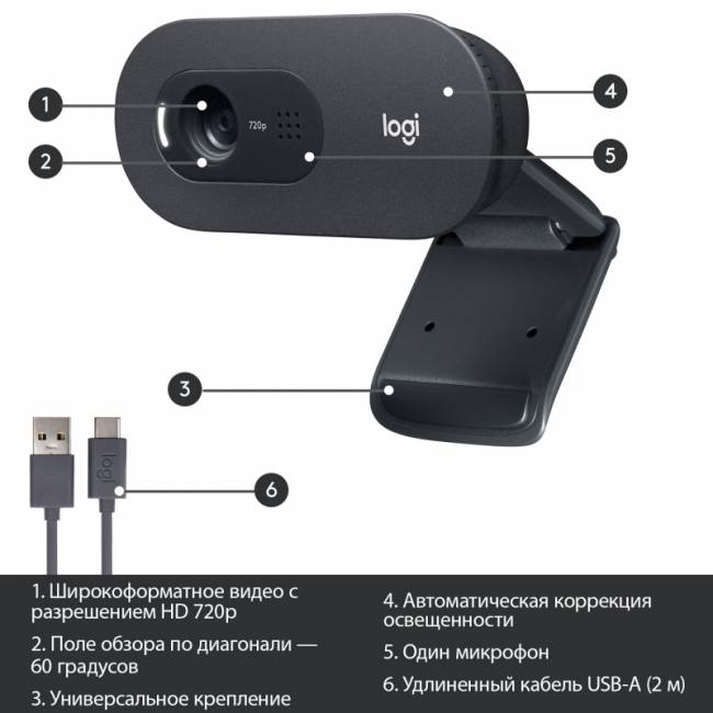 Веб-камера Logitech 960-001364 — для бизнеса и офиса
