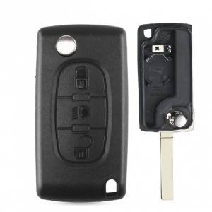 Корпус выкидного ключа CITROEN 3 кнопки CIT-1B VA2 бат. на корпусе, CE0536, с лого
