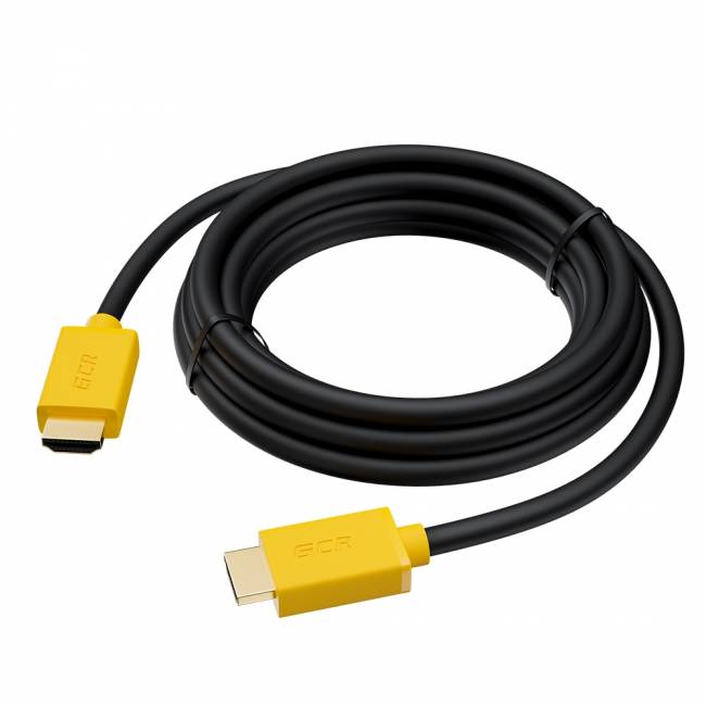 GCR Кабель 15.0m HDMI версия 2.0, HDR 4:2:0, Ultra HD, 4K 60 fps 60Hz/5K*30Hz, 3D, AUDIO, 18.0 Гбит/с, 28/28 AWG, OD7.3mm, тройной экран, черный, желтые коннекторы, GCR-HM441-15.0m Greenconnect HDMI (m) 2.0 - HDMI (m) 2.0 15м жёлтый — для бизнеса и офиса