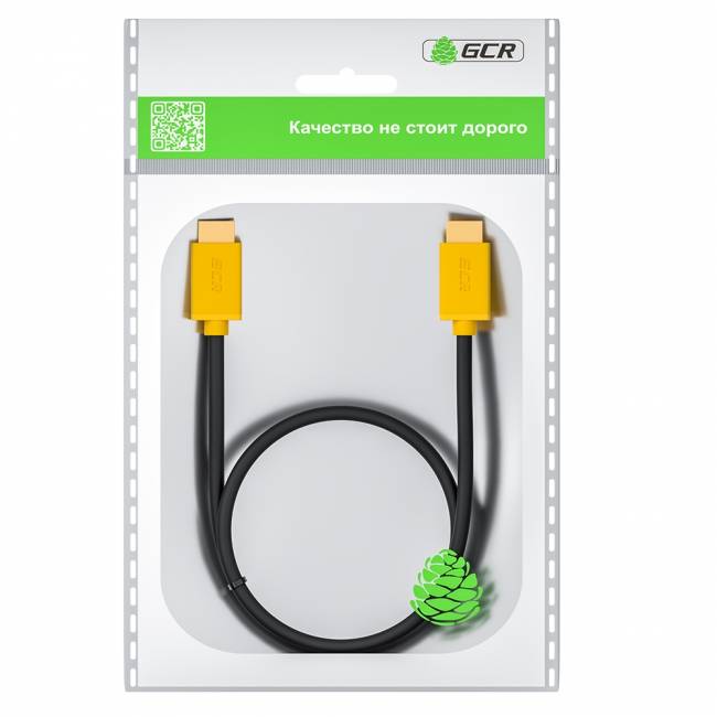 GCR Кабель 15.0m HDMI версия 2.0, HDR 4:2:0, Ultra HD, 4K 60 fps 60Hz/5K*30Hz, 3D, AUDIO, 18.0 Гбит/с, 28/28 AWG, OD7.3mm, тройной экран, черный, желтые коннекторы, GCR-HM441-15.0m Greenconnect HDMI (m) 2.0 - HDMI (m) 2.0 15м жёлтый — для бизнеса и офиса