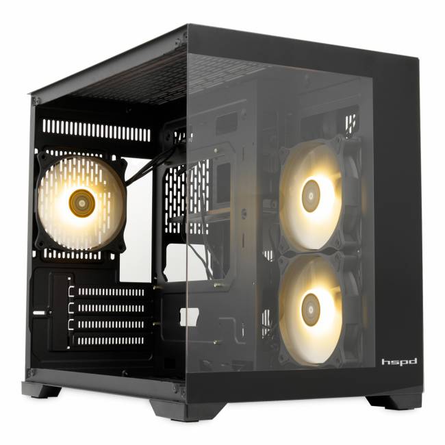 Корпус без блока питания HSPD F330-TGBK-ARGB — для бизнеса и офиса Корпус без блока питания HSPD F330-TGBK-ARGB — для бизнеса и офиса