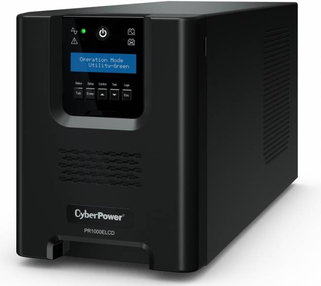 ИБП CyberPower PR1000ELCD, Line-Interactive, 1000VA/900W, 8 IEC-320 С13 розеток, USB&Serial, SNMPslot, LCD дисплей, Black, 0.6х0.35х0.4м., 21кг. CyberPower PR1000ELCD — для бизнеса и офиса ИБП CyberPower PR1000ELCD, Line-Interactive, 1000VA/900W, 8 IEC-320 С13 розеток, USB&Serial, SNMPslot, LCD дисплей, Black, 0.6х0.35х0.4м., 21кг. CyberPower PR1000ELCD — для бизнеса и офиса