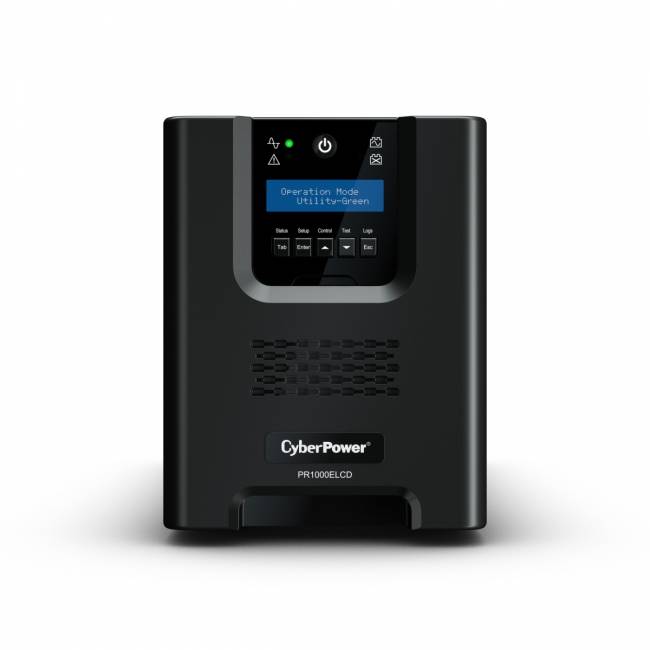 ИБП CyberPower PR1000ELCD, Line-Interactive, 1000VA/900W, 8 IEC-320 С13 розеток, USB&Serial, SNMPslot, LCD дисплей, Black, 0.6х0.35х0.4м., 21кг. CyberPower PR1000ELCD — для бизнеса и офиса ИБП CyberPower PR1000ELCD, Line-Interactive, 1000VA/900W, 8 IEC-320 С13 розеток, USB&Serial, SNMPslot, LCD дисплей, Black, 0.6х0.35х0.4м., 21кг. CyberPower PR1000ELCD — для бизнеса и офиса