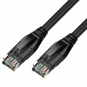 GCR Патч-корд прямой 15.0m UTP кат.5e, черный, верхний/нижний угол, литой, ethernet high speed, RJ45, T568B Greenconnect GCR-53946
