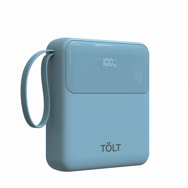Портативный аккумулятор TOLT Lit LT-LI10S, 10000mAh, 22,5W, fast charging and PD, light blue TÖLT LT-LI10S — для бизнеса и офиса Портативный аккумулятор TOLT Lit LT-LI10S, 10000mAh, 22,5W, fast charging and PD, light blue TÖLT LT-LI10S — для бизнеса и офиса