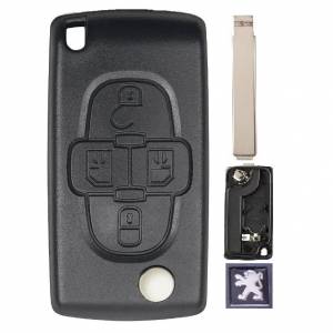 Корпус выкидного ключа PEUGEOT 4 кнопки CIT-1P VA2, бат.на корпусе CE0536, с лого