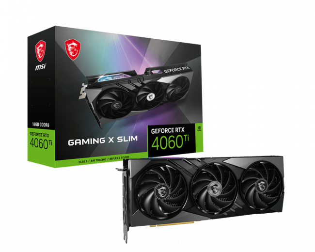 Видеокарта MSI GeForce RTX 4060 Ti GAMING X SLIM 16G — для бизнеса и офиса Видеокарта MSI GeForce RTX 4060 Ti GAMING X SLIM 16G — для бизнеса и офиса