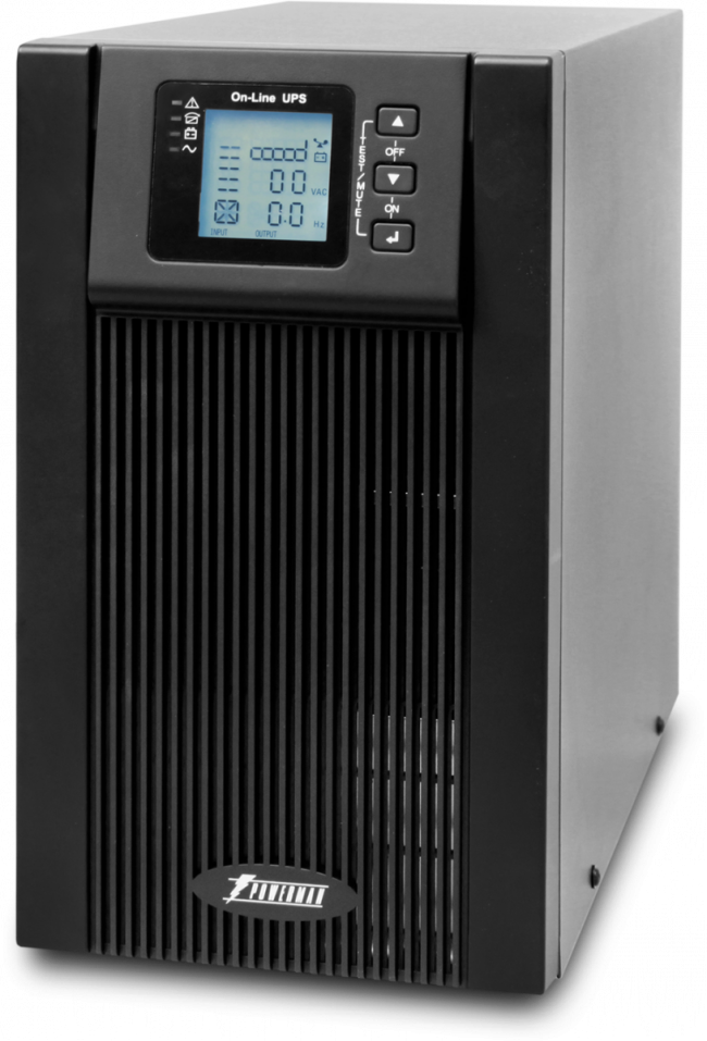 ИБП POWERMAN Online 2000, LCD, двойного преобразования, 2000ВА, 1800Вт, 3 евророзетки с резервным питанием, USB, RS232, слот SNMP, разъем EPO, батарея 12В 9Ач 4 шт., 215 х 315 х 475 мм., 18.5 кг. Powerman Online 2000 — для бизнеса и офиса