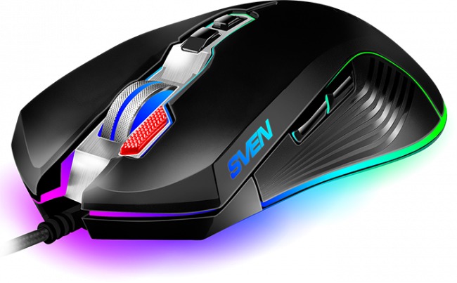 Игровая мышь SVEN RX-G850 (7+1кл. 500-6400 DPI, ПО, RGB подсветка, игров. упак) Sven RX-G850 — для бизнеса и офиса