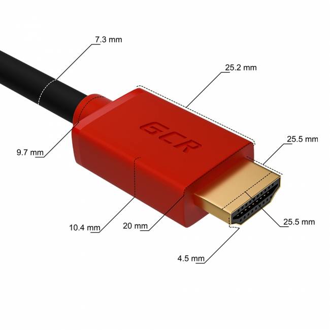 GCR Кабель 3.0m HDMI версия 2.0, HDR 4:2:2, Ultra HD, 4K 60 fps 60Hz/5K*30Hz, 3D, AUDIO, 18.0 Гбит/с, 28/28 AWG, OD7.3mm, тройной экран, черный, красные коннекторы, GCR-HM451-3.0m Greenconnect HDMI (m) 2.0 - HDMI (m) 2.0 3м красный — для бизнеса и офиса