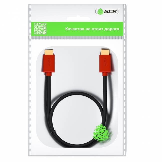GCR Кабель 3.0m HDMI версия 2.0, HDR 4:2:2, Ultra HD, 4K 60 fps 60Hz/5K*30Hz, 3D, AUDIO, 18.0 Гбит/с, 28/28 AWG, OD7.3mm, тройной экран, черный, красные коннекторы, GCR-HM451-3.0m Greenconnect HDMI (m) 2.0 - HDMI (m) 2.0 3м красный — для бизнеса и офиса