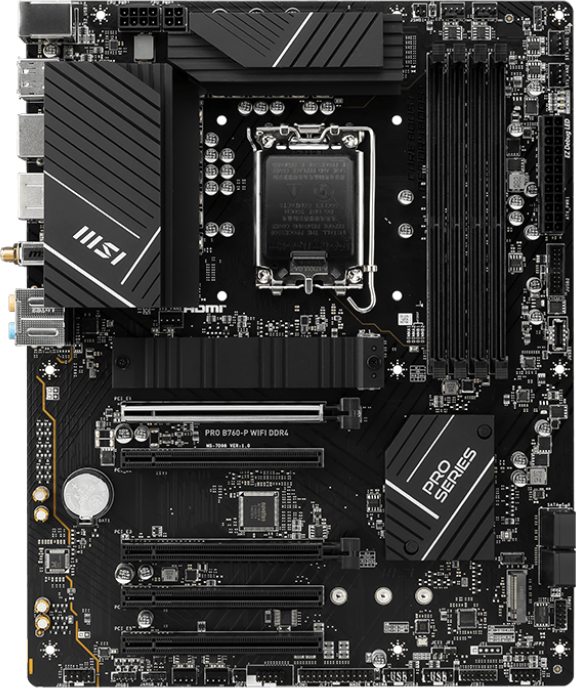 Материнская плата MSI PRO B760-P WIFI DDR4 — для бизнеса и офиса Материнская плата MSI PRO B760-P WIFI DDR4 — для бизнеса и офиса