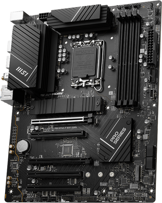 Материнская плата MSI PRO B760-P WIFI DDR4 — для бизнеса и офиса Материнская плата MSI PRO B760-P WIFI DDR4 — для бизнеса и офиса